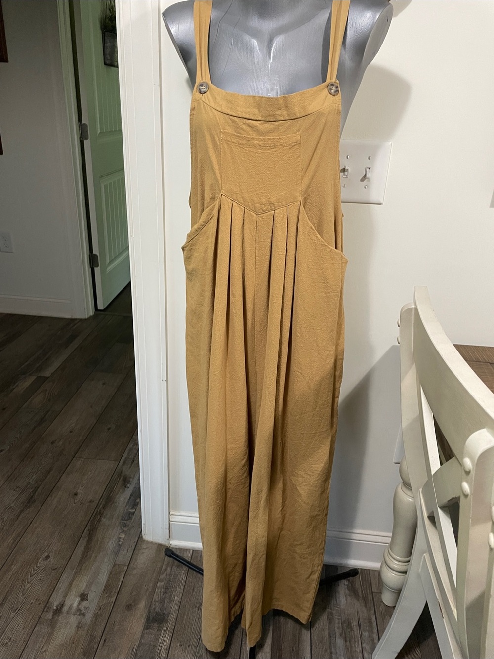 Casual Mustard Pinafore Wide-Leg Jumpsuit